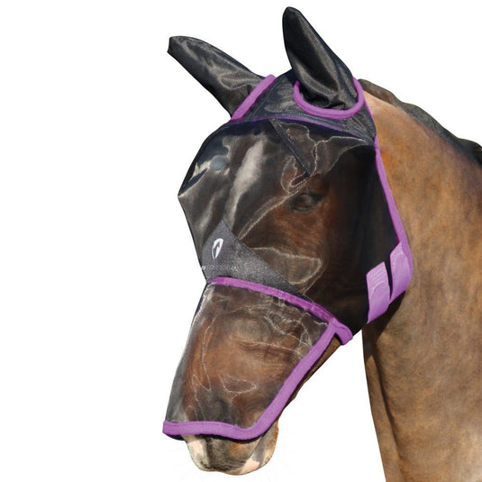 Hy Equestrian Mesh Full Fly Mask With Ears&Nose Blk/Lilac - Ashurst Equestrian & Country