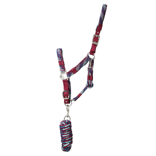 Hy Equestrian Multi Colour Headcollar With Rope Gry/Mnt/Pk - Ashurst Equestrian & Country