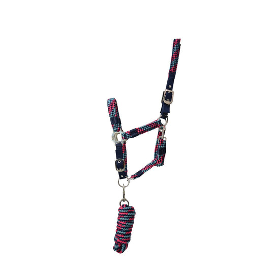 Hy Equestrian Multi Colour Headcollar With Rope Nvy/Rasp/Col - Ashurst Equestrian & Country