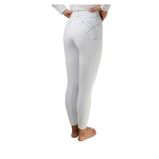 Hy Equestrian Olympian Ladies Breeches Arctic White/Blue - Ashurst Equestrian & Country