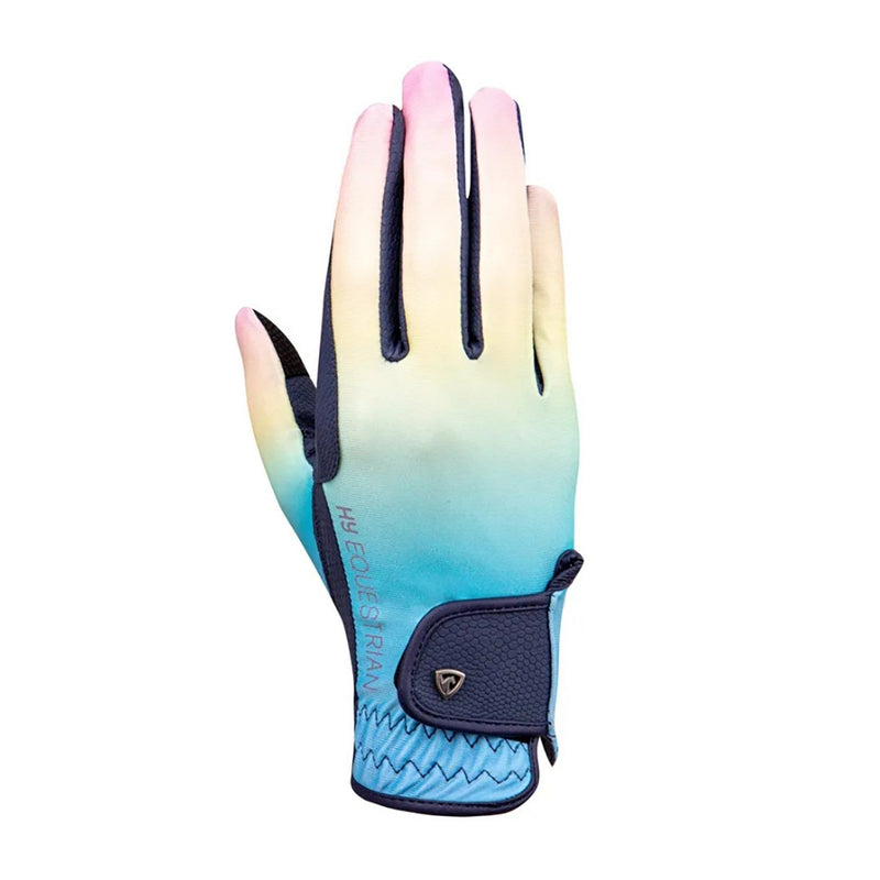 Load image into Gallery viewer, Hy Equestrian Ombre Riding Gloves Navy/Pastel - Ashurst Equestrian &amp; Country
