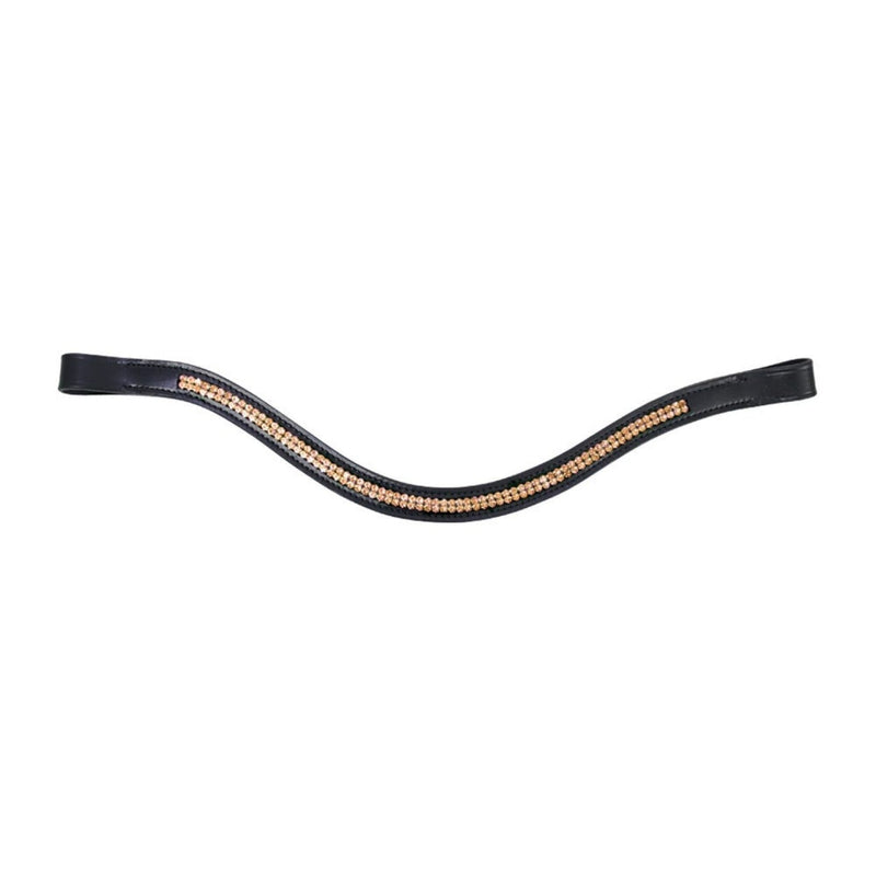 Load image into Gallery viewer, Hy Equestrian Rosciano Browband Black/Rose Gold - Ashurst Equestrian &amp; Country
