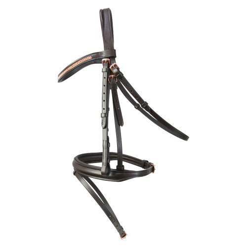 Hy Equestrian Rosciano Rose Gold Bridle Black/Rose Gold - Ashurst Equestrian & Country