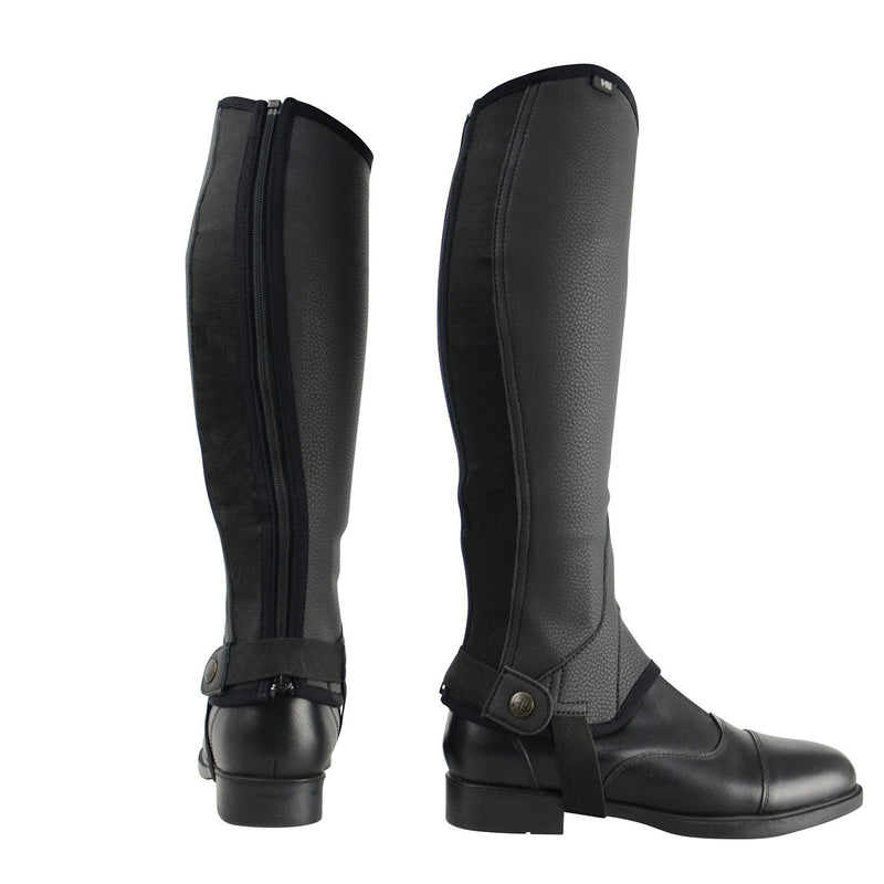 Load image into Gallery viewer, Hy Equestrian Synthetic Combi Leather Chaps Black - Ashurst Equestrian &amp; Country
