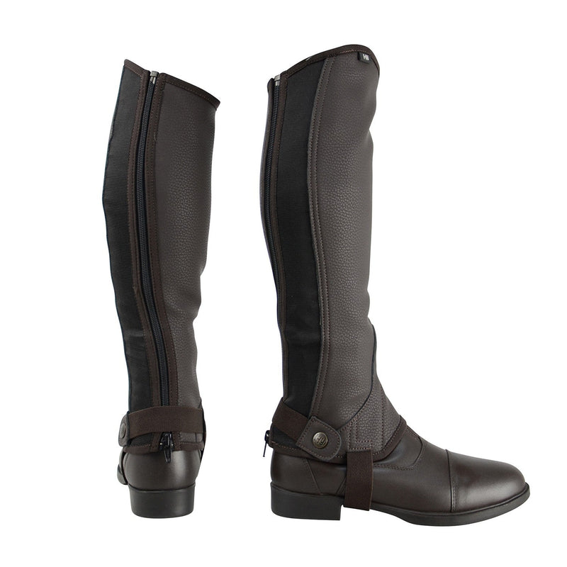 Load image into Gallery viewer, Hy Equestrian Synthetic Combi Leather Chaps Brown - Ashurst Equestrian &amp; Country
