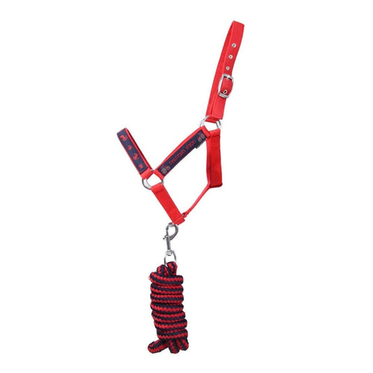 Hy Equestrian Tractors Rock Headcollar & Lead Rope Navy/Red - Ashurst Equestrian & Country