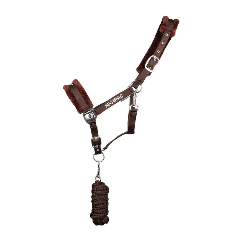 Load image into Gallery viewer, Hyconic Faux Fur Headcollar &amp; Lead Rope Brown - Ashurst Equestrian &amp; Country
