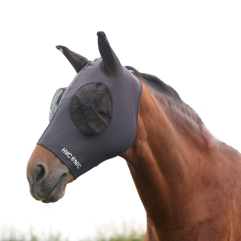 Load image into Gallery viewer, Hyconic Lycra Fly Mask Charcoal - Ashurst Equestrian &amp; Country
