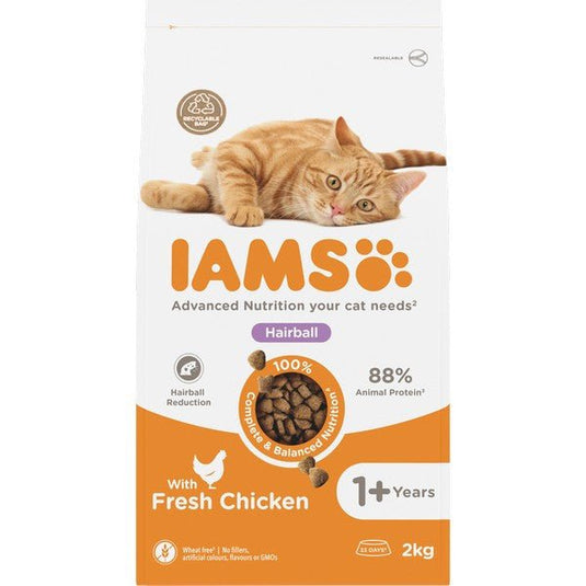 Iams Adult Cat Food Hairball Chicken 2kg - Ashurst Equestrian & Country