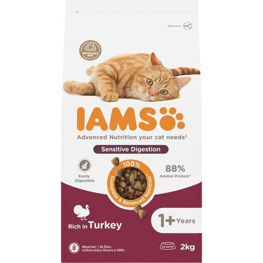 Iams for Cat Adult Sensitive Digestion Turkey 2kg - Ashurst Equestrian & Country