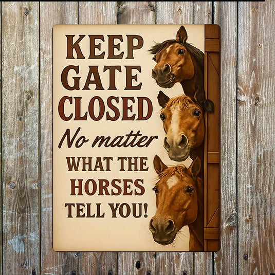 Keep Gate Closed No What Say I Horses I Metal Sign Plaque - Ashurst Equestrian & Country