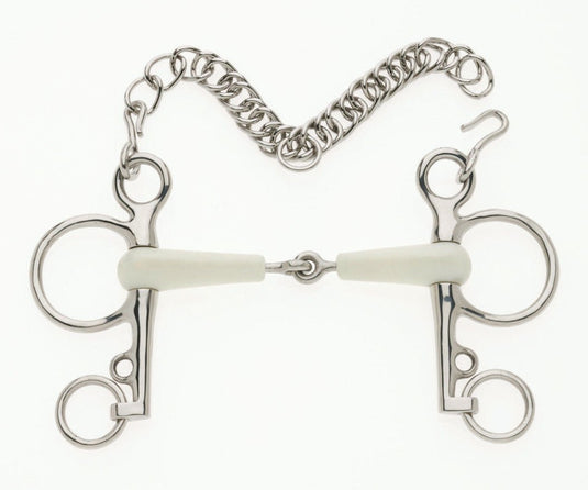 Korsteel Stainless Steel Flexi Jointed Pelham Bit - Ivory - Ashurst Equestrian & Country