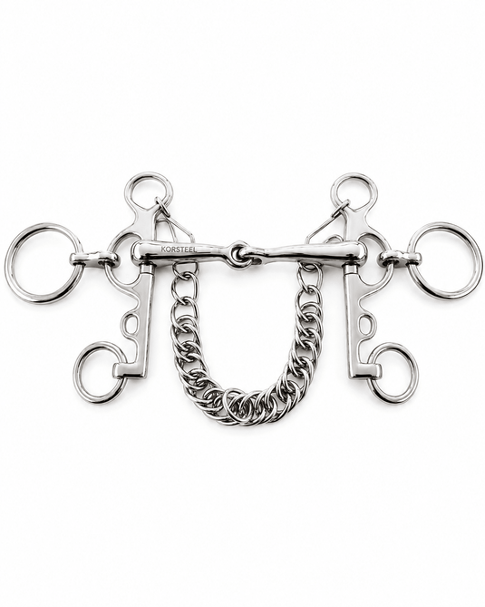 Korsteel Stainless Steel Jointed Tom Thumb Rugby Pelham Bit - Ashurst Equestrian & Country