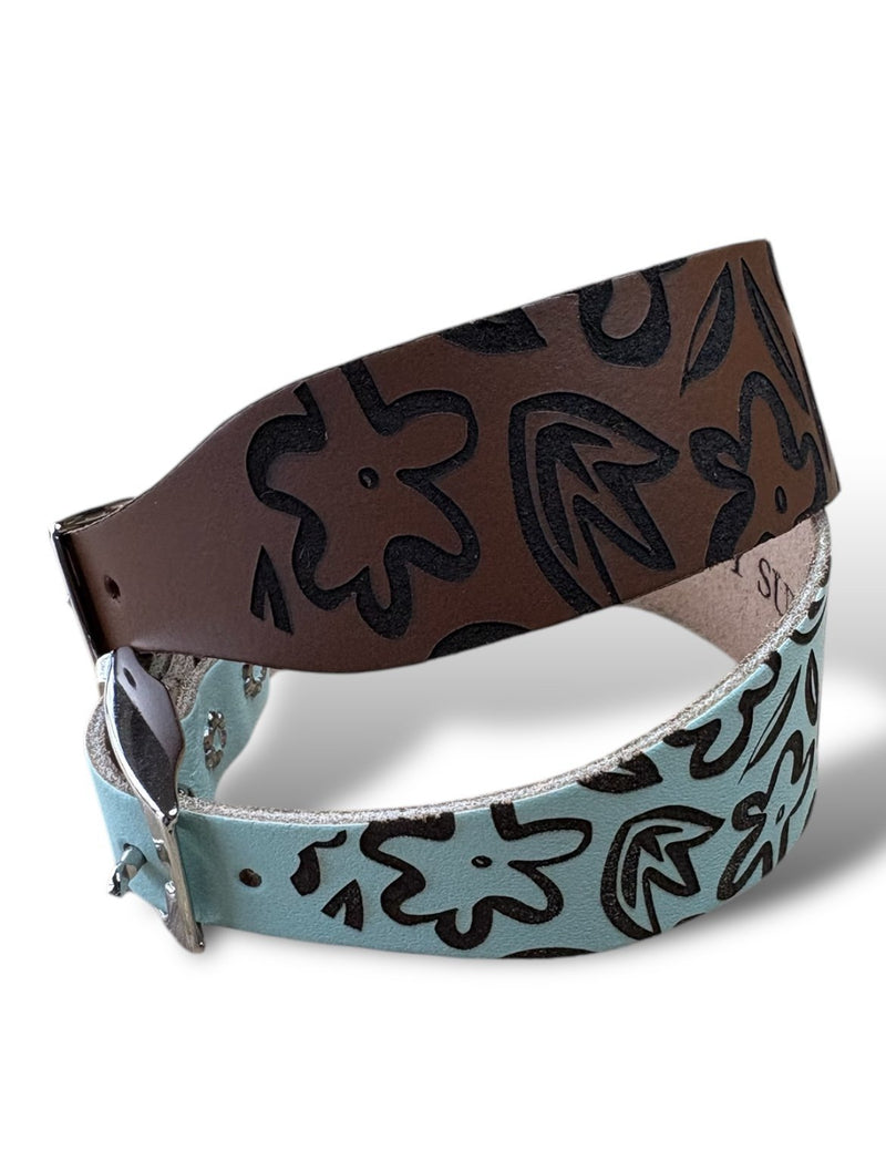 Load image into Gallery viewer, Leather Collar - Botanical - Ashurst Equestrian &amp; Country

