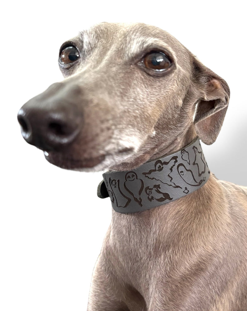 Load image into Gallery viewer, Leather Collar - HALLOWEEN - Ghosties - Ashurst Equestrian &amp; Country
