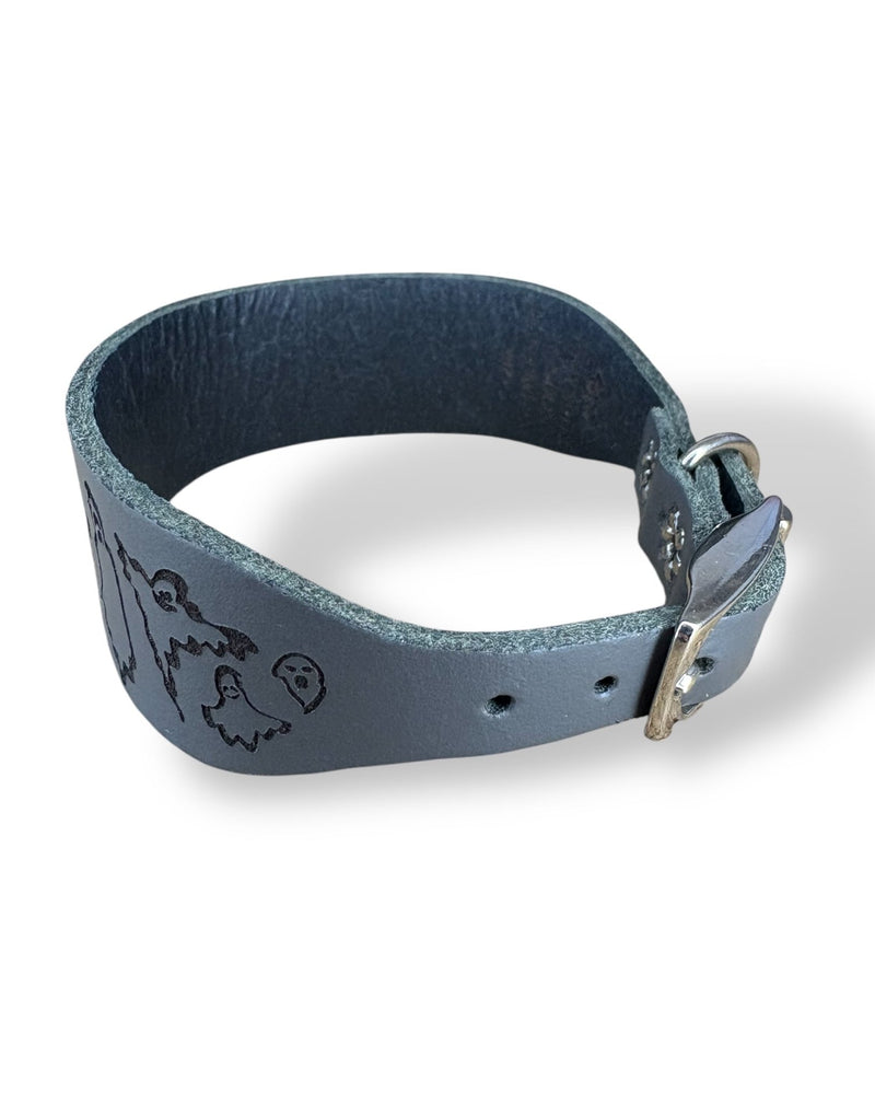 Load image into Gallery viewer, Leather Collar - HALLOWEEN - Ghosties - Ashurst Equestrian &amp; Country
