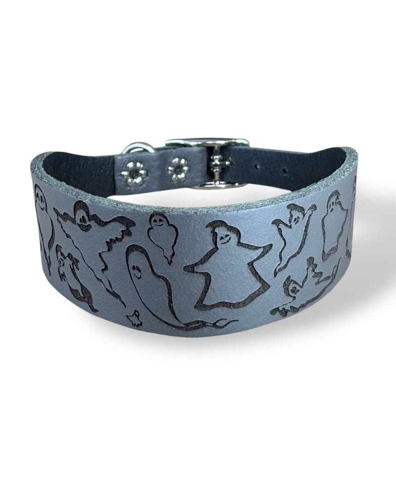 Load image into Gallery viewer, Leather Collar - HALLOWEEN - Ghosties - Ashurst Equestrian &amp; Country
