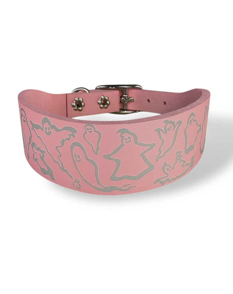 Load image into Gallery viewer, Leather Collar - HALLOWEEN - Ghosties - Ashurst Equestrian &amp; Country
