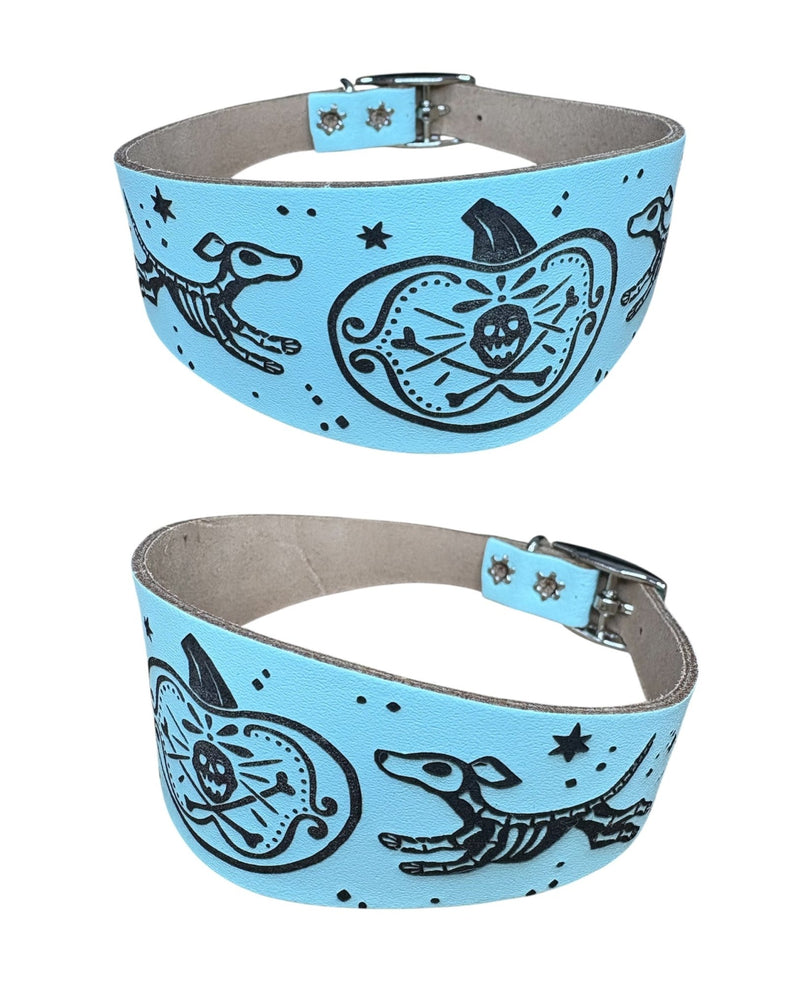 Load image into Gallery viewer, Leather Collar - HALLOWEEN - Skele - Hounds - Ashurst Equestrian &amp; Country
