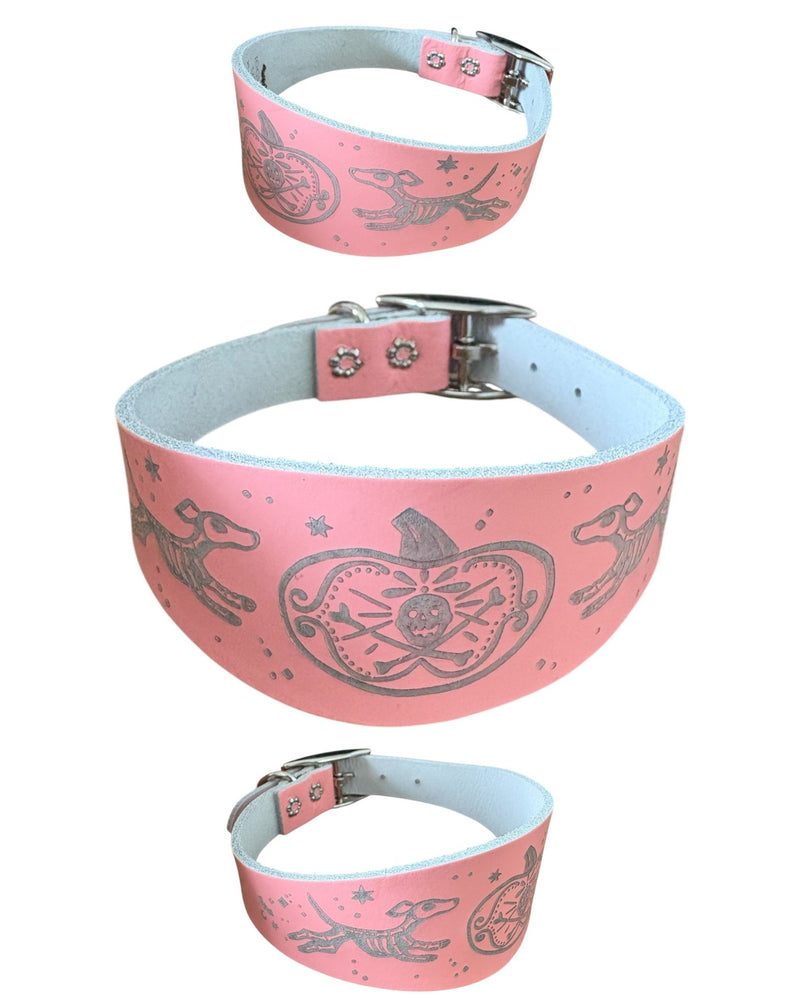 Load image into Gallery viewer, Leather Collar - HALLOWEEN - Skele - Hounds - Ashurst Equestrian &amp; Country
