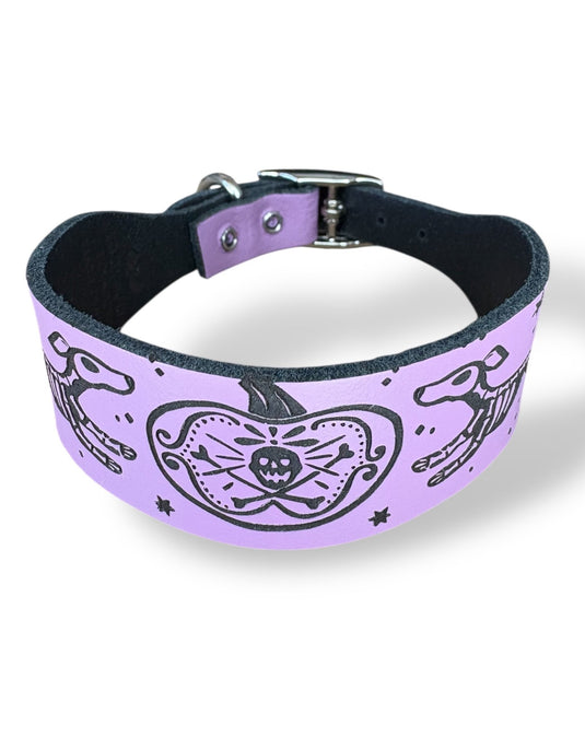 Leather Collar - HALLOWEEN - Skele - Hounds - Ashurst Equestrian & Country