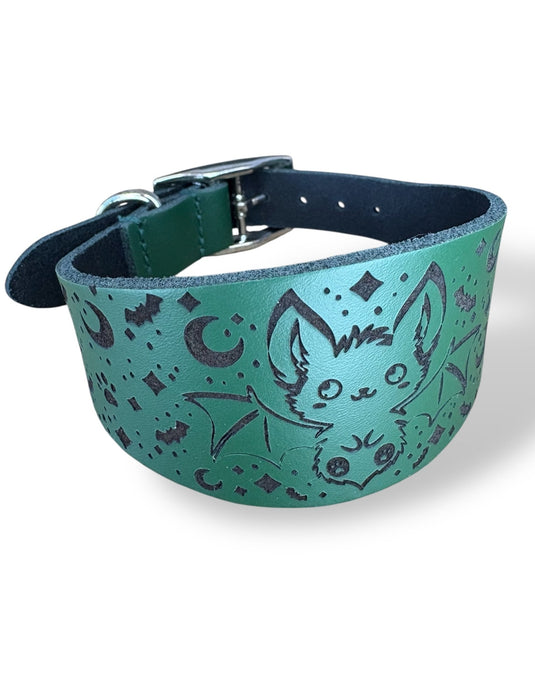 Leather Collar - HALLOWEEN - The Moonlit Bat - Ashurst Equestrian & Country