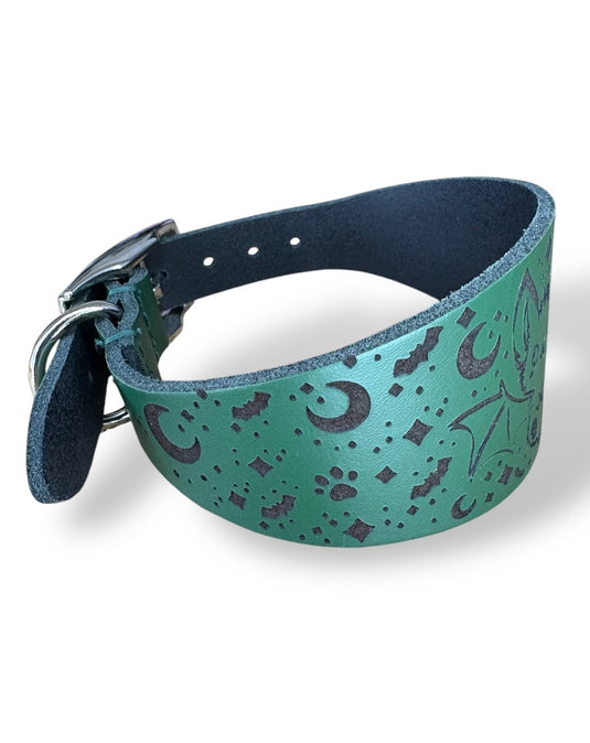 Leather Collar - HALLOWEEN - The Moonlit Bat - Ashurst Equestrian & Country