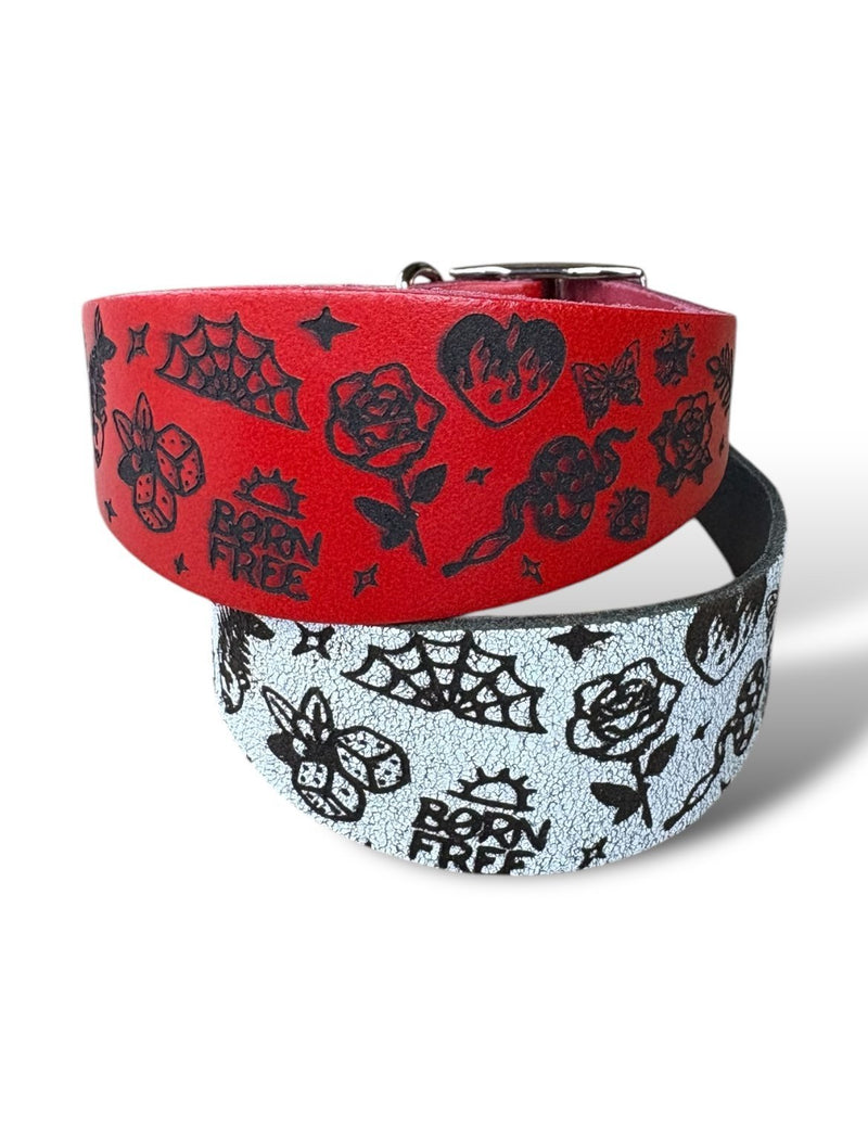 Load image into Gallery viewer, Leather Collar - Tattoo Flash - Ashurst Equestrian &amp; Country
