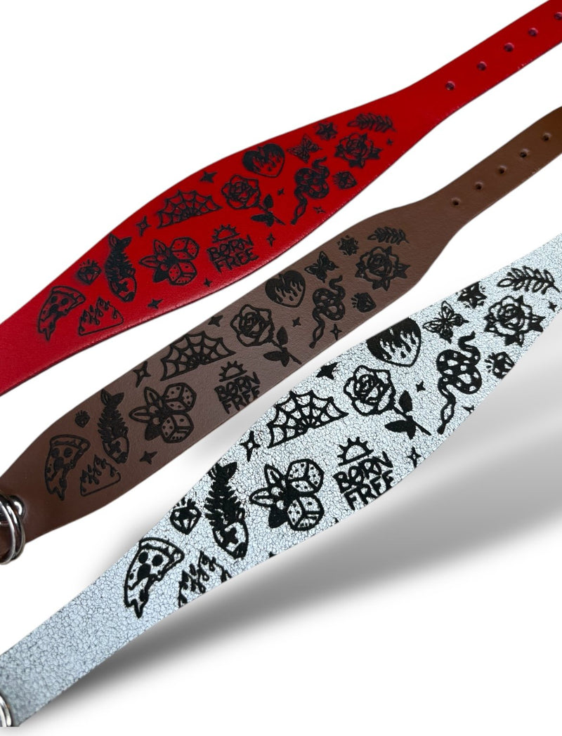 Load image into Gallery viewer, Leather Collar - Tattoo Flash - Ashurst Equestrian &amp; Country
