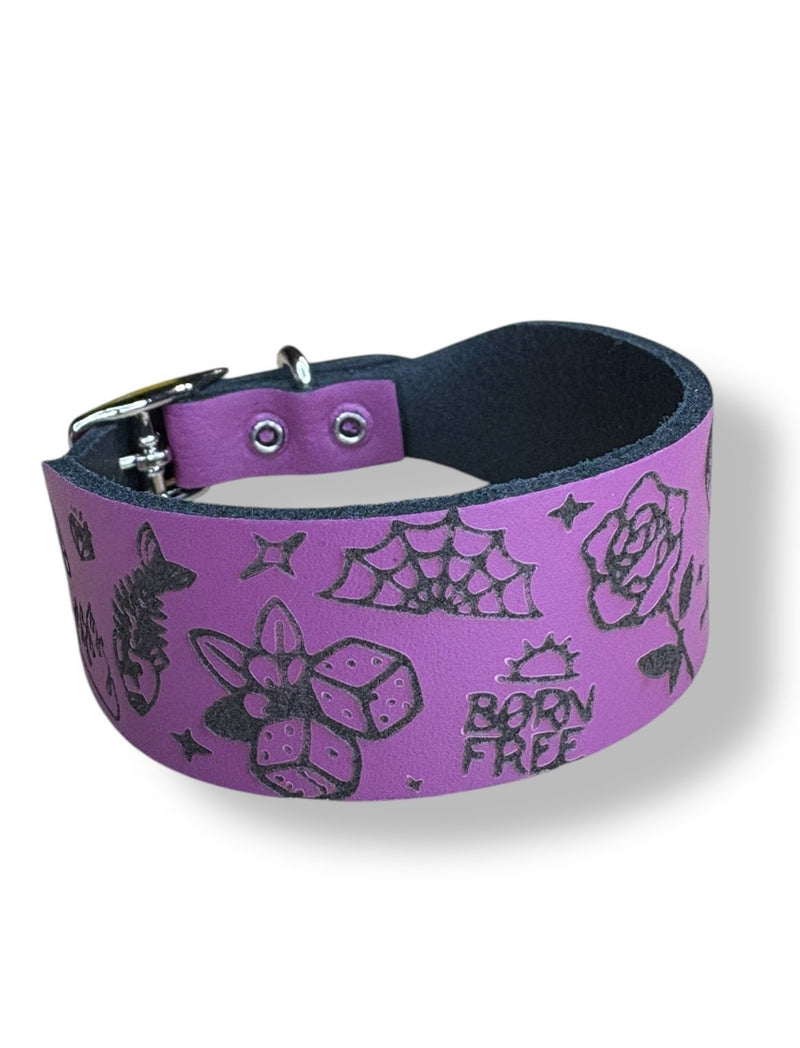 Load image into Gallery viewer, Leather Collar - Tattoo Flash - Ashurst Equestrian &amp; Country
