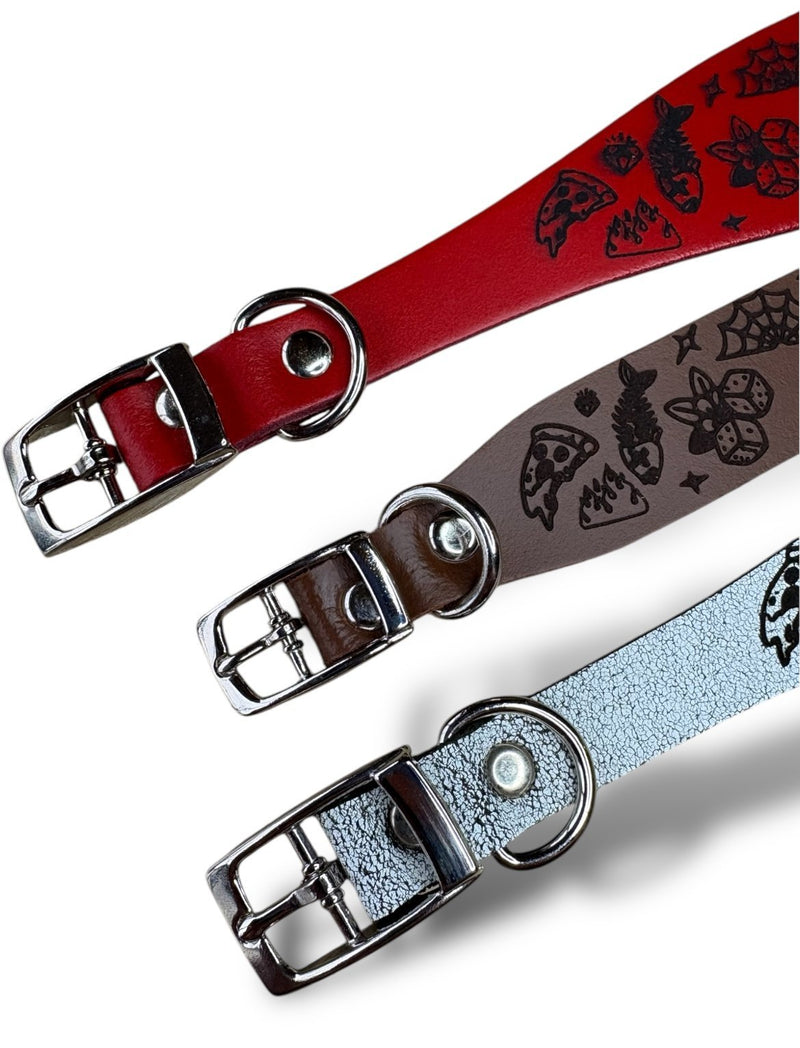 Load image into Gallery viewer, Leather Collar - Tattoo Flash - Ashurst Equestrian &amp; Country
