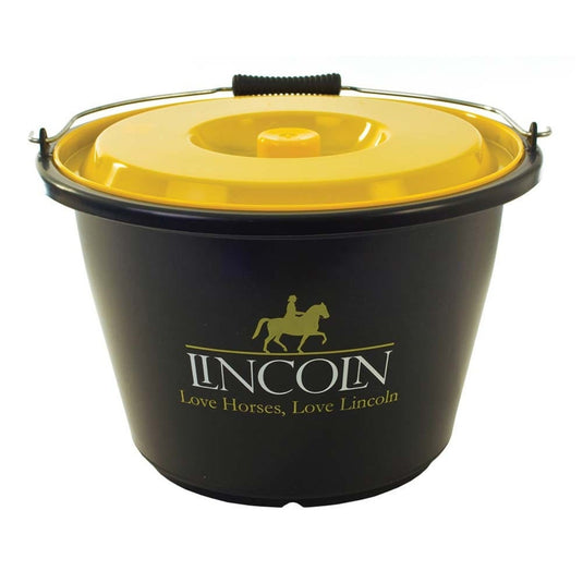 Lincoln Bucket With Lid Black/Yellow - Ashurst Equestrian & Country