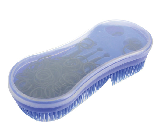 Lincoln Ultimate Brush with Plaiting Kit - Blue with Black Bands - Ashurst Equestrian & Country