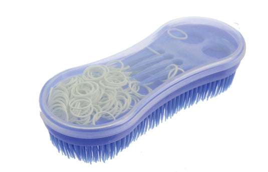 Lincoln Ultimate Brush with Plaiting Kit - Blue with White Bands - Ashurst Equestrian & Country