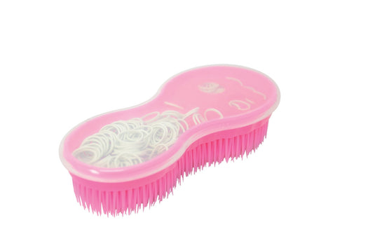 Lincoln Ultimate Brush with Plaiting Kit - Pink with white Bands - Ashurst Equestrian & Country