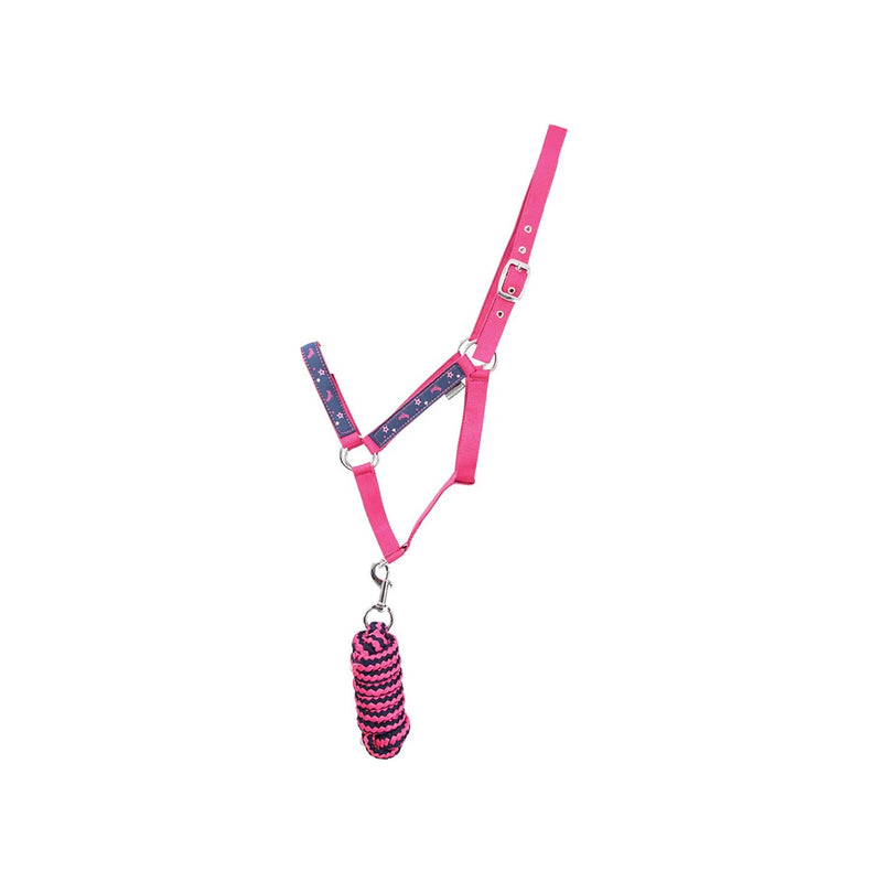 Load image into Gallery viewer, Little Rider Sabrina Headcollar &amp; Lead Rope Navy/Pink - Ashurst Equestrian &amp; Country

