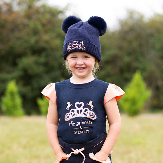 Little Rider The Princess & The Pony Bobble Hat Nvy/Pch - Ashurst Equestrian & Country