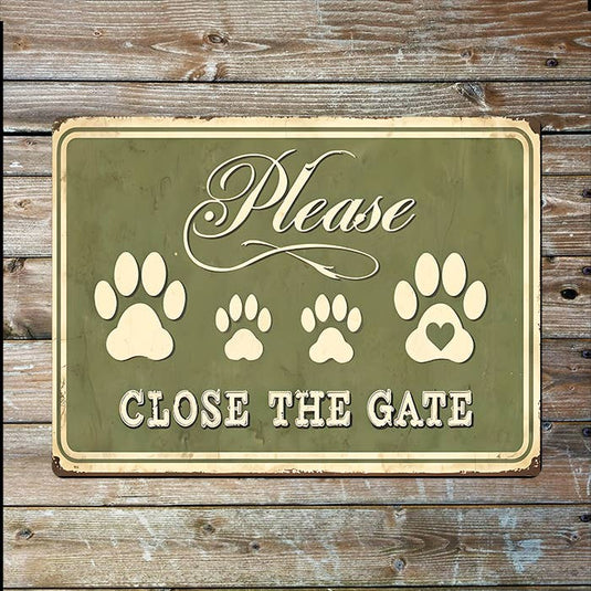 Please Close The Gate | Dogs Pet Animals | Metal Sign Plaque - Ashurst Equestrian & Country