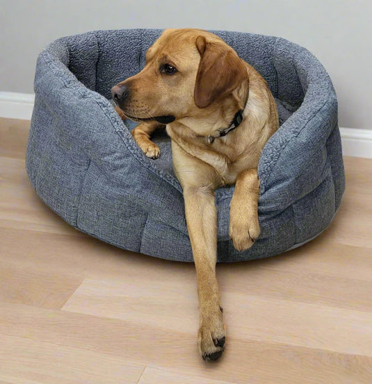 Premium Oval Bolster Style Heavy Duty Fleece Lined Machine Washable Dog Bed - Ashurst Equestrian & Country