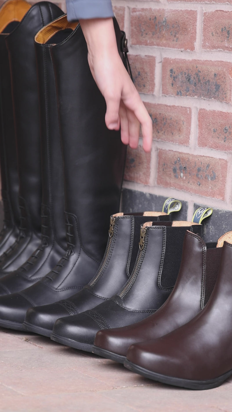 Load and play video in Gallery viewer, Moretta Clio Synthetic Paddock Boots
