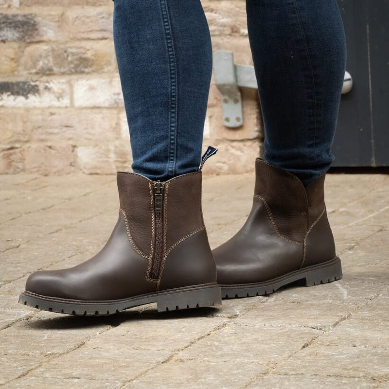 Load image into Gallery viewer, Quebec Waterproof Zip Up Ankle Boots - Brown - Ashurst Equestrian &amp; Country
