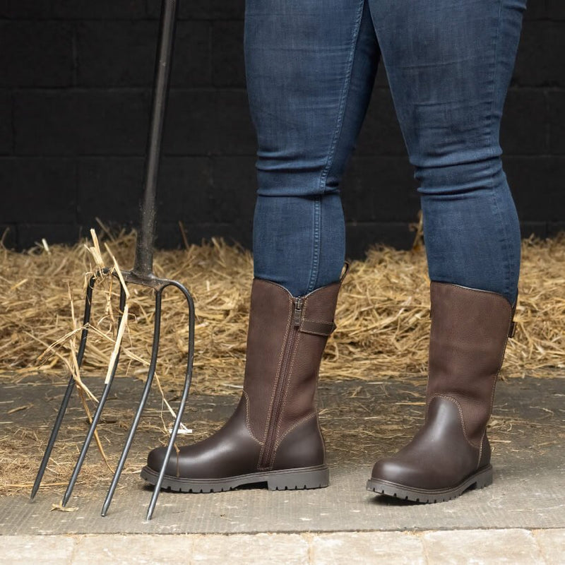 Load image into Gallery viewer, Quebec Waterproof Zip Up Mid Calf Boots - Brown - Ashurst Equestrian &amp; Country
