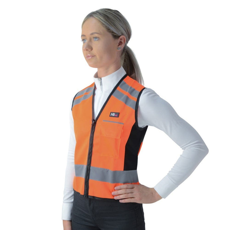 Load image into Gallery viewer, Reflector Waistcoat Pass Wide/Slow By Hy Equestrian Orange - Ashurst Equestrian &amp; Country
