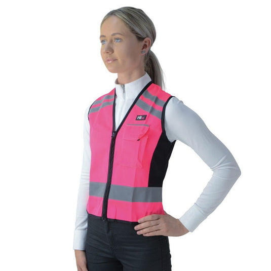 Reflector Waistcoat Pass Wide/Slow By Hy Equestrian Pink - Ashurst Equestrian & Country