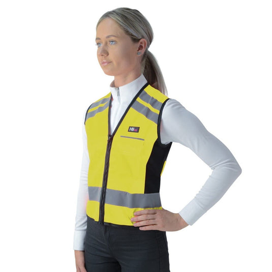 Reflector Waistcoat Pass Wide/Slow By Hy Equestrian Yellow - Ashurst Equestrian & Country