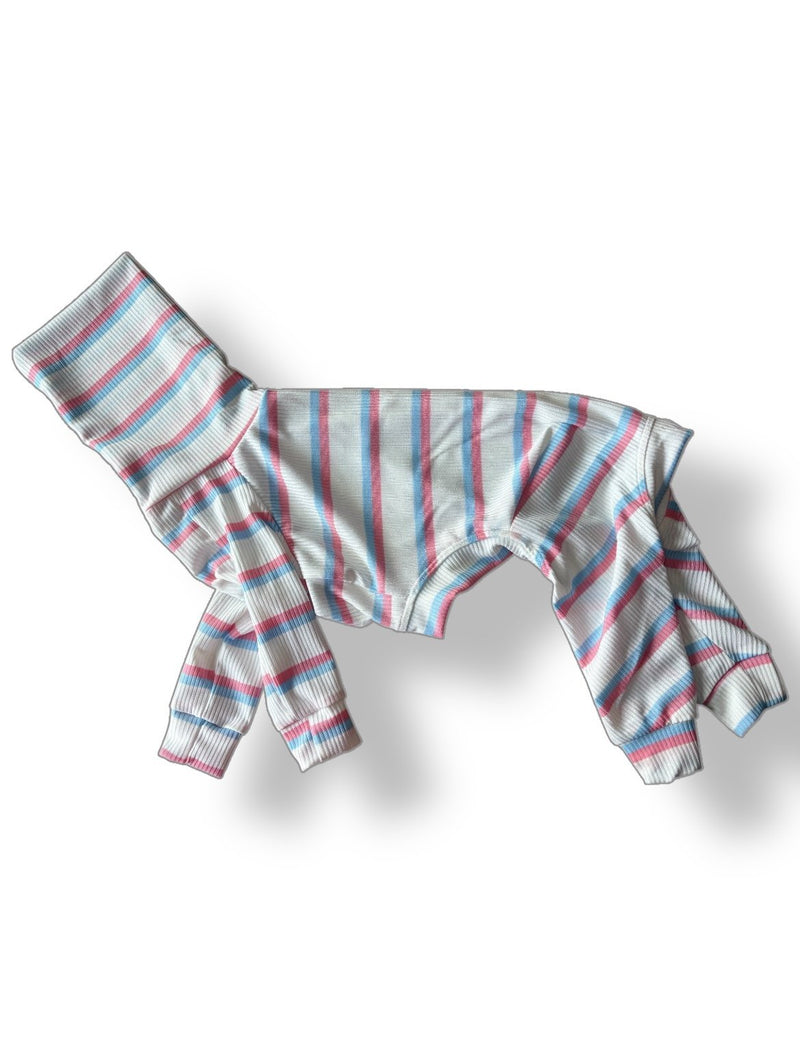 Load image into Gallery viewer, Ribbed Jersey Suit - Pink &amp; Blue Stripe - Ashurst Equestrian &amp; Country
