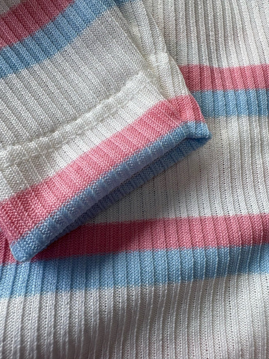 Ribbed Jersey T-Shirt - Pink & Blue Stripe - Ashurst Equestrian & Country