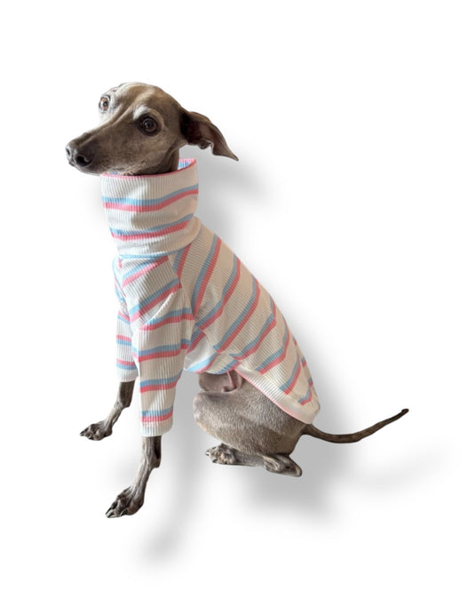 Ribbed Jersey T-Shirt - Pink & Blue Stripe - Ashurst Equestrian & Country