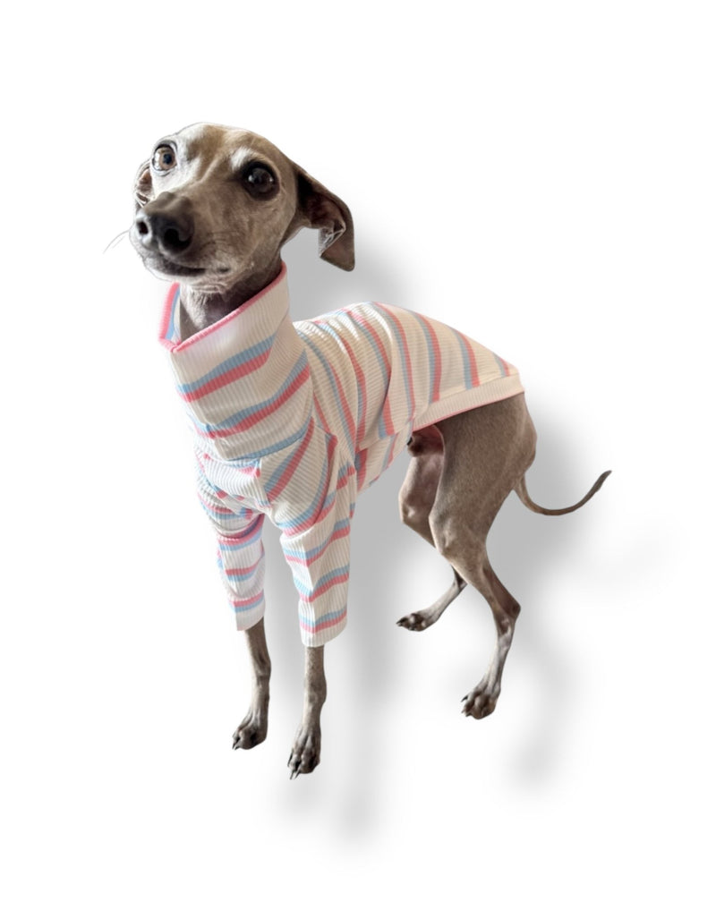 Load image into Gallery viewer, Ribbed Jersey T-Shirt - Pink &amp; Blue Stripe - Ashurst Equestrian &amp; Country

