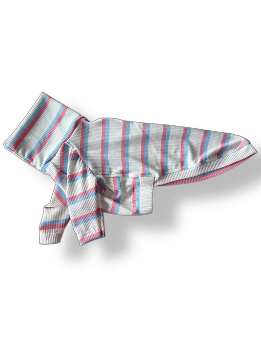 Ribbed Jersey T-Shirt - Pink & Blue Stripe - Ashurst Equestrian & Country